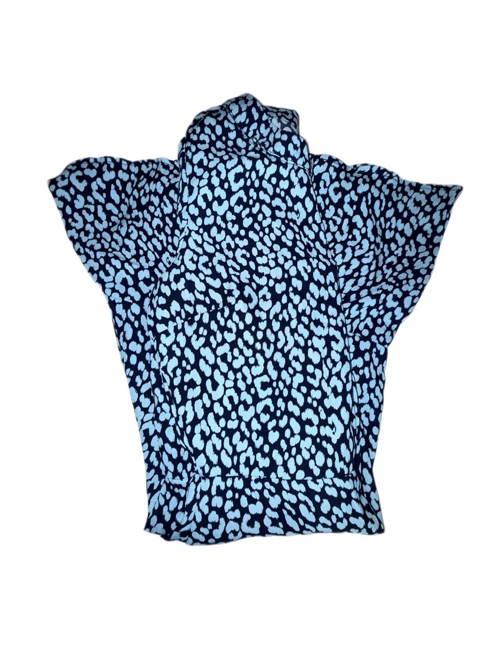 Francesca’s NWT Blue Black Leopard Print Mini Dress XXS Long Sleeve - Picture 6 of 13